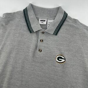 Vintage Green Bay Packers The Edge Mens XL Polo Shirt Gray Y2K Algodon
